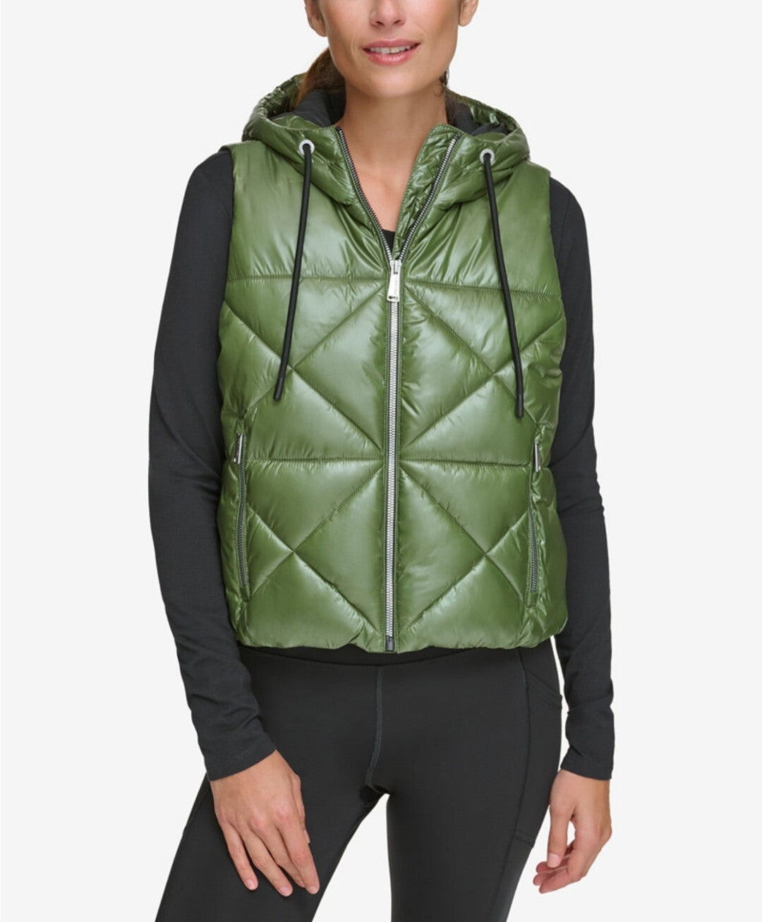 Calvin Klein Women's Performance Full Zip Hooded Puffer Vest