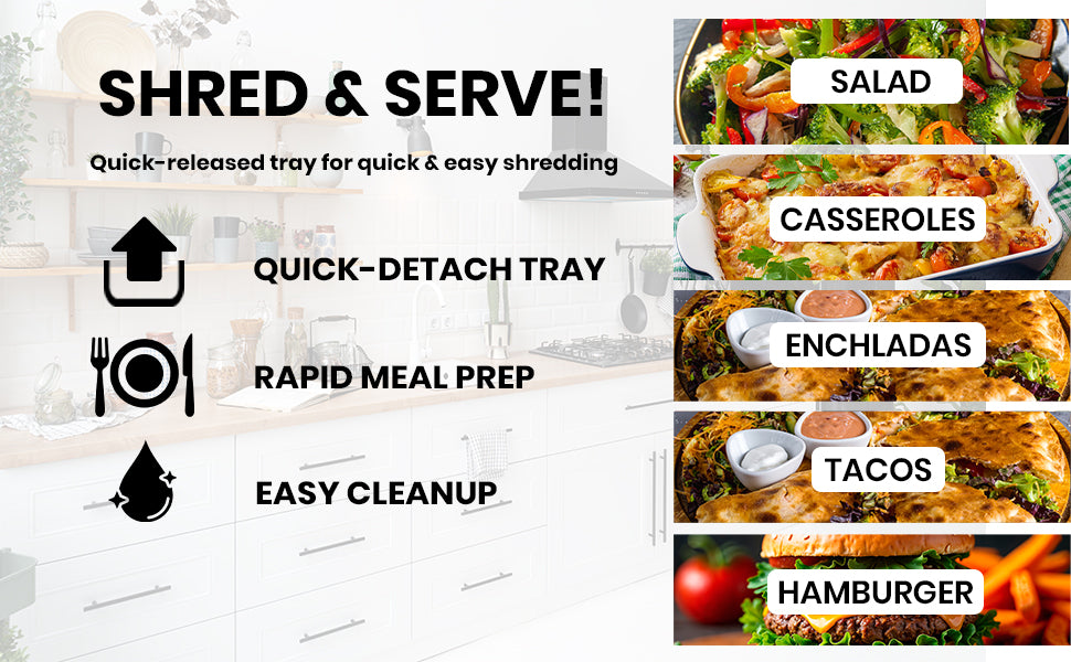 Chicken Shredder Tool - Large 10" Inch, 3 Layer Meat Shredder with Removable Tray