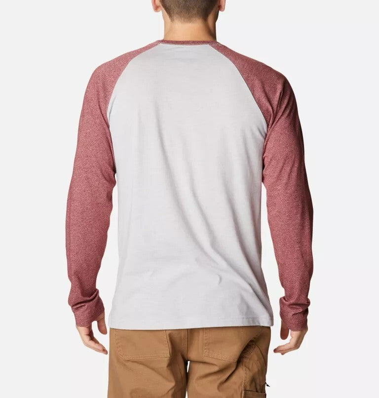 Columbia Men's Hills Logo Graphic Crewneck Raglan Sleeve T-Shirts XXL Grey / Red