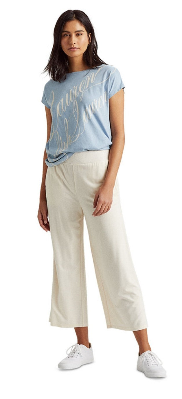 Lauren Ralph Lauren Women's Hemp Wide-leg Trouser Color Pale Cream Size XXL New