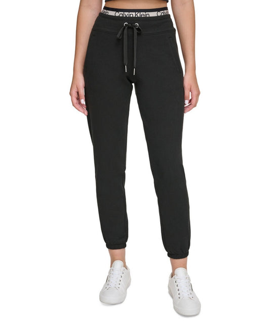Calvin Klein Women's Performance Logo Tape Fleece Joggers Color Black NWT 