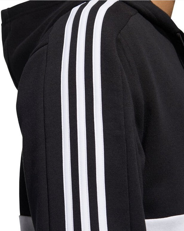 Adidas Mens Essentials 3 Stripe Sweat Shirt Jacket FM3449 black/White Small NWT