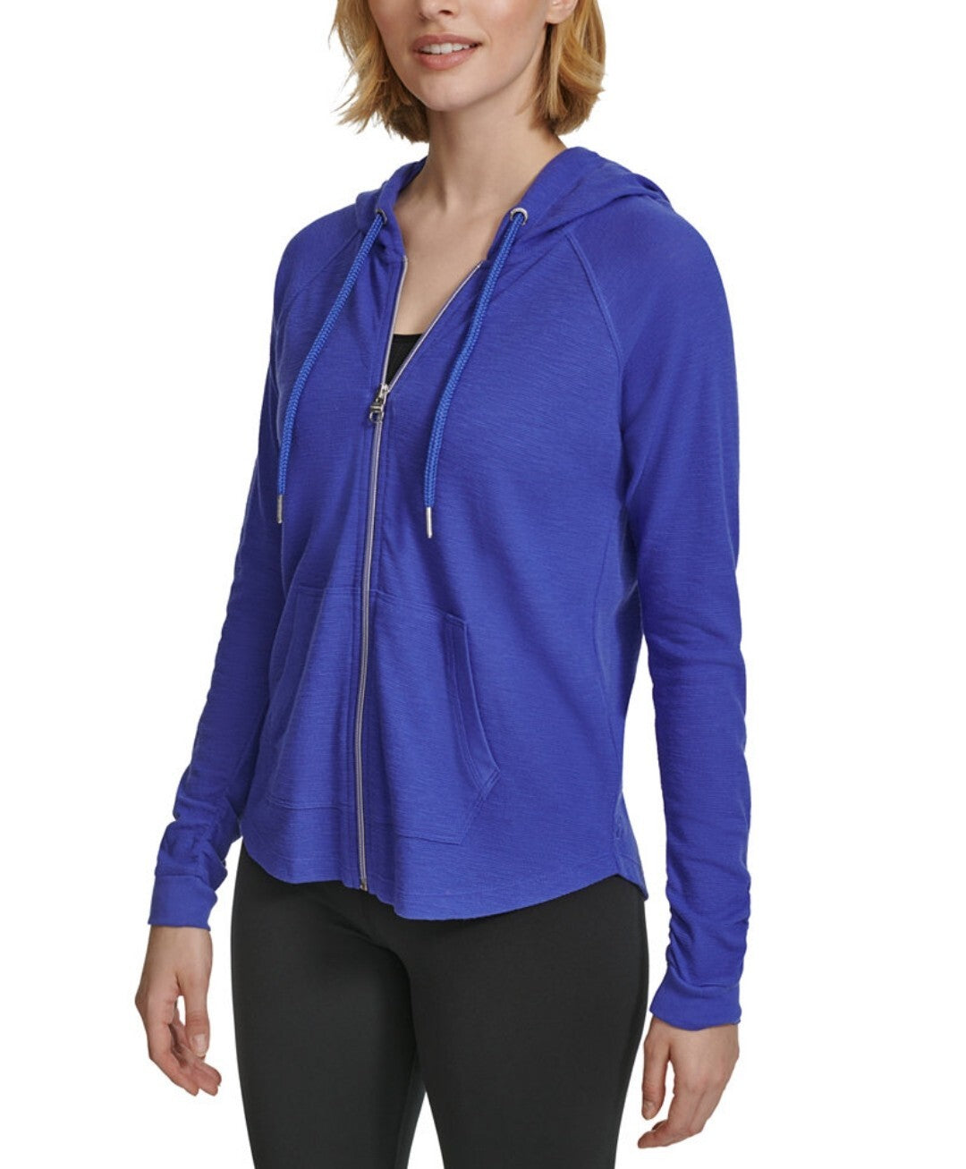 Calvin Klein Women's Performance Ruched-Sleeve Zip Hoodie Size XS Luna NWT