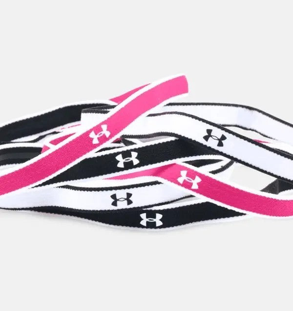 Under Armour Womens UA Mini Headband 6-Pack in Black, Sky Pink, White 1286016-00