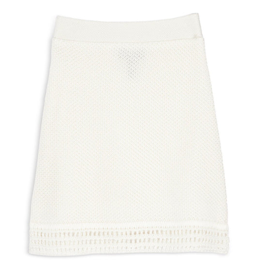 AQUA Girls Crochet A-Line Skirt Elastic Waist Pull On Color White New