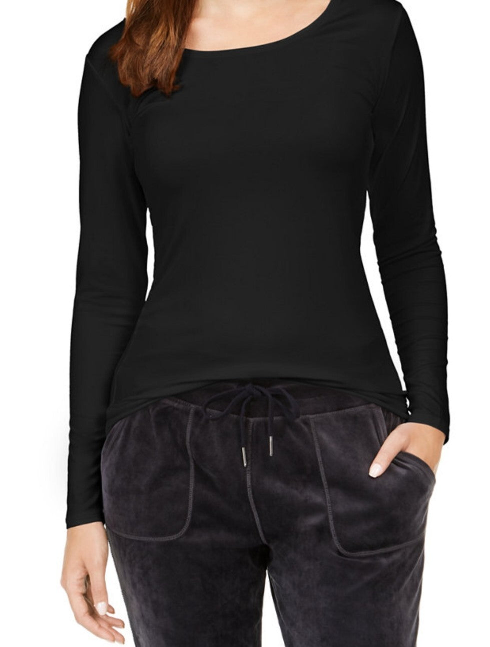 32 Degrees Women's Cozy Heat Long Sleeve Scoop Neck Top Black Size Medium New 