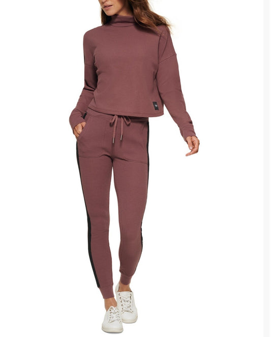 Calvin Klein Womens Logo-Tape Thermal High-Waisted Leggings Color Java Small NWT
