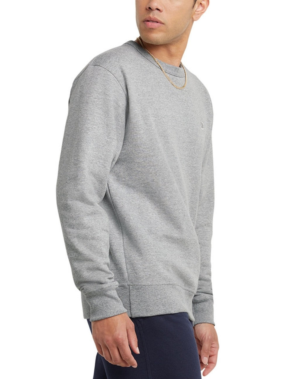 Champion Mens Powerblend Fleece C Logo Crewneck Sweatshirt Oxford Gray Medium 