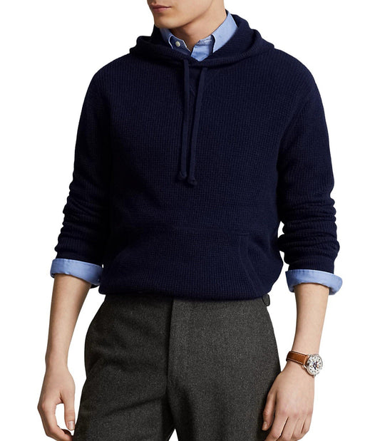 Polo Ralph Lauren Mens WASHABLE CASHMERE Waffle Knit Hoodie Sweater Jumper XXL