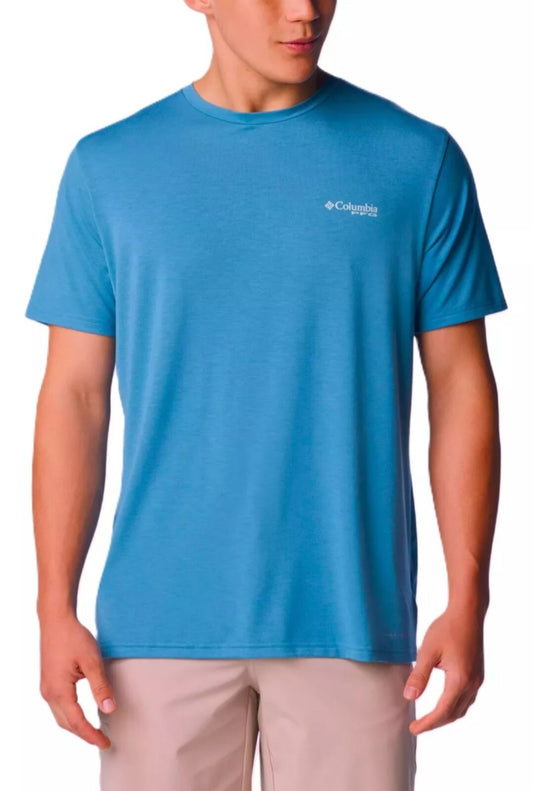 Columbia Men's Apor Performance PFG Graphics T-Shirt Size Small Compass Blue New