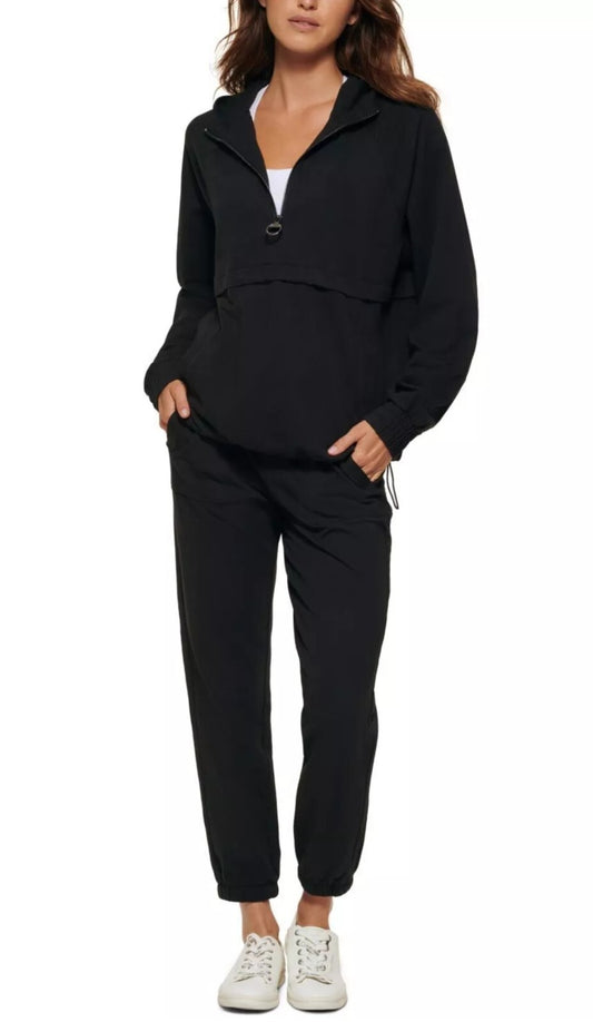 Calvin Klein Women's Performance Garment Dyed 1/2-Zip Hoodie Black Size XS NWT