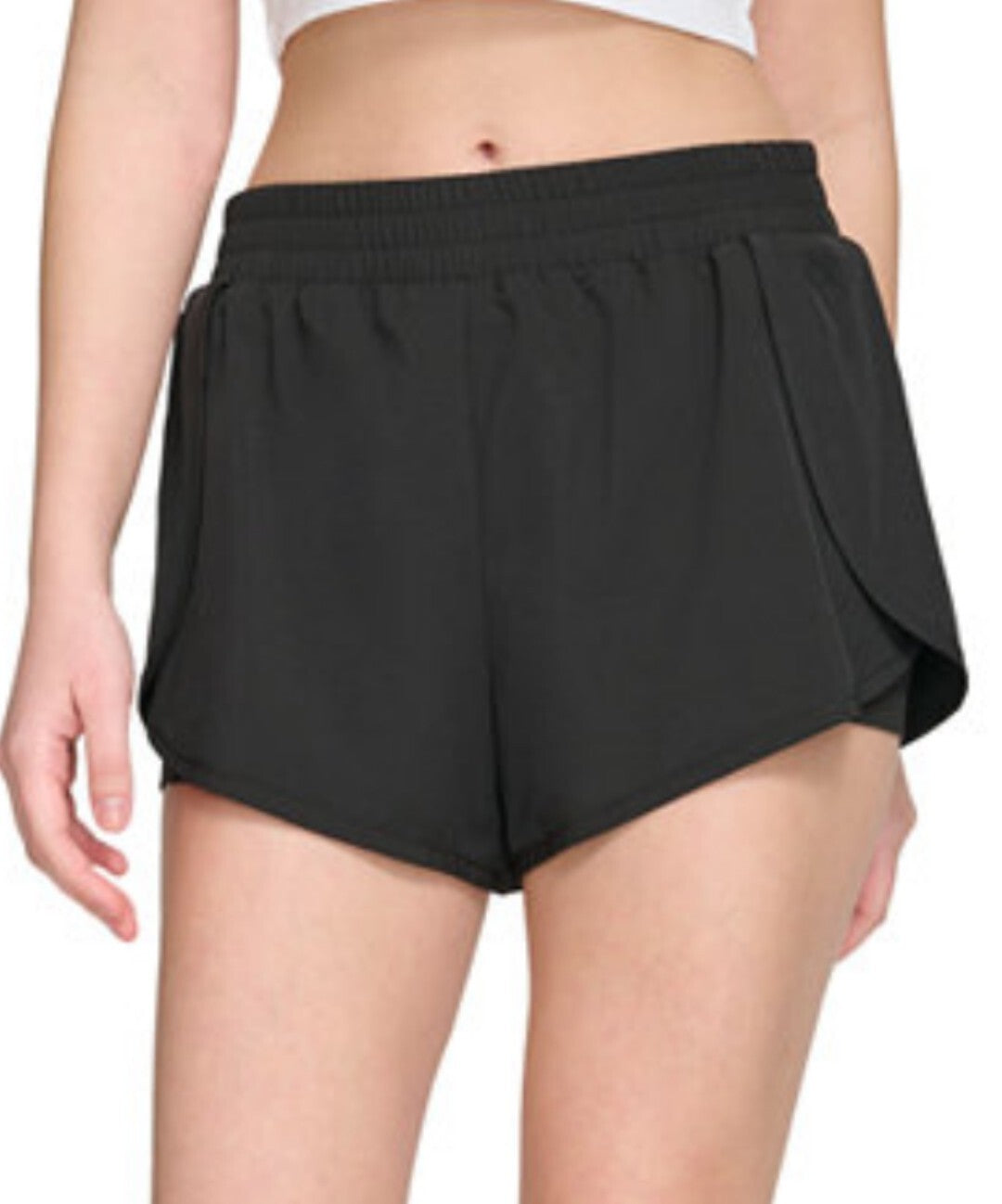 Calvin Klein Women's Tulip Wrap Shorts Black Elastic Waistband Pull On Style NWT
