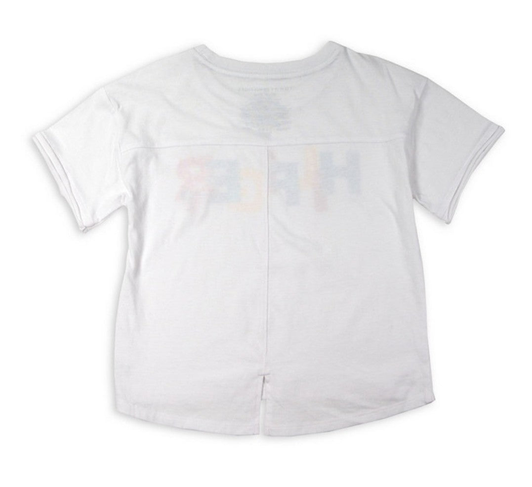 Tommy Hilfiger Girls Kids Heart Tee With Glitter Logo T-shirt White M (8/10) NWT