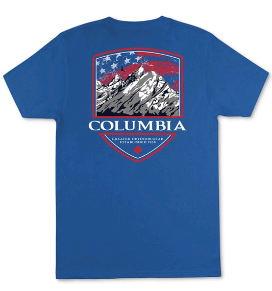 COLUMBIA Men's Regular Fit Mayo Logo Graphic T Shirt Vivid Blue XXL NWT