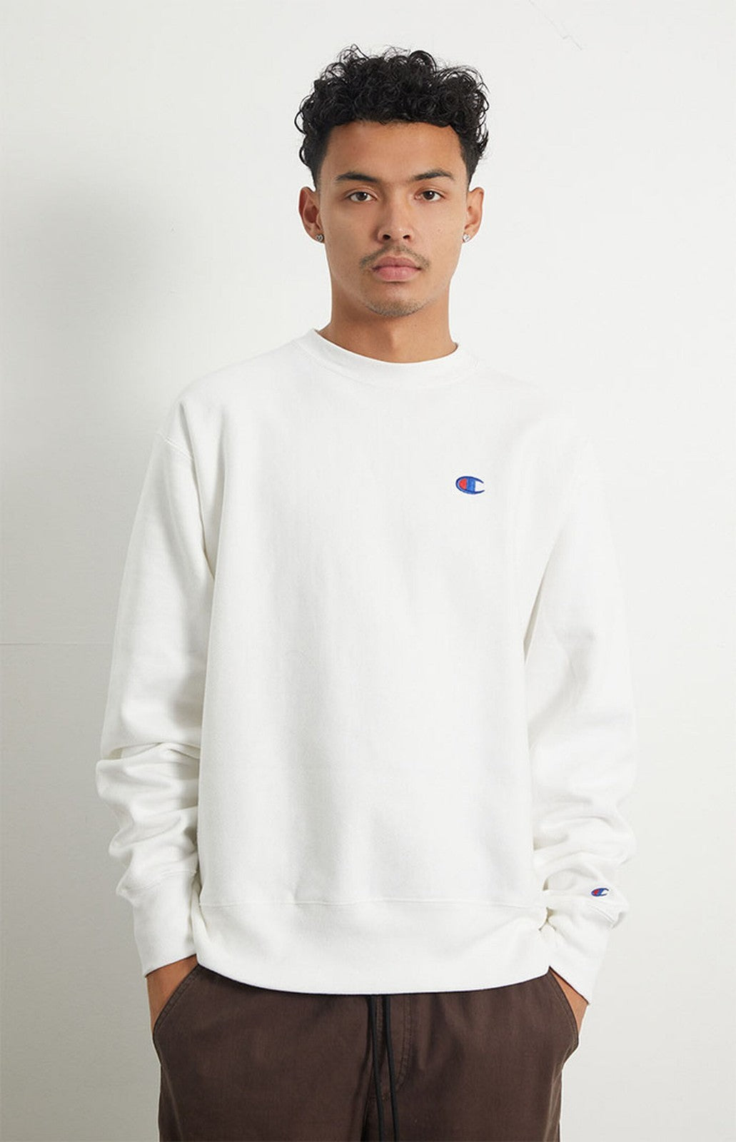 Champion Men's Reverse Weave Crewneck Sweatshirt Size Large Color White NWT