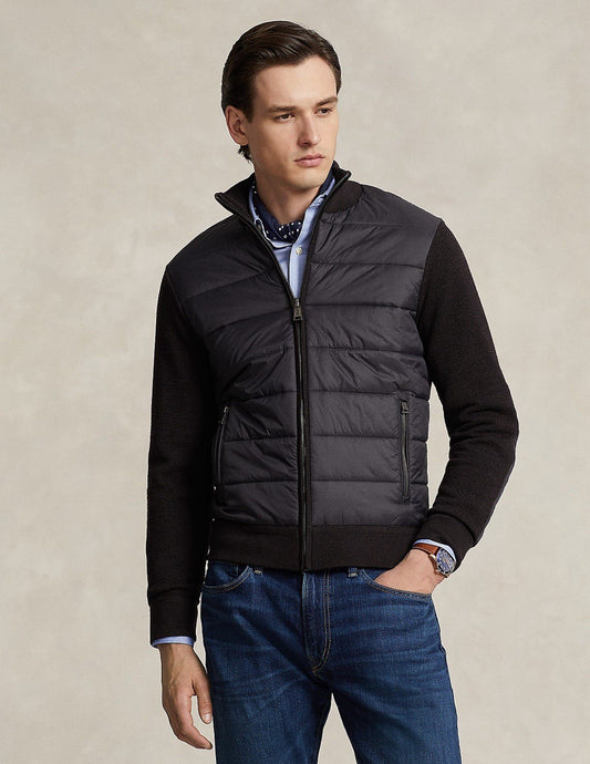 Polo Ralph Lauren Mens Wool Blend Hybrid Quilted Full Zip Mock Neck Sweater XXL
