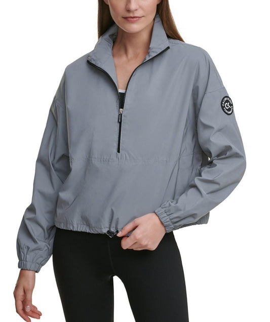 Calvin Klein Women's Reflective Performance Half Zip Pullover Jacket L Gray NWT