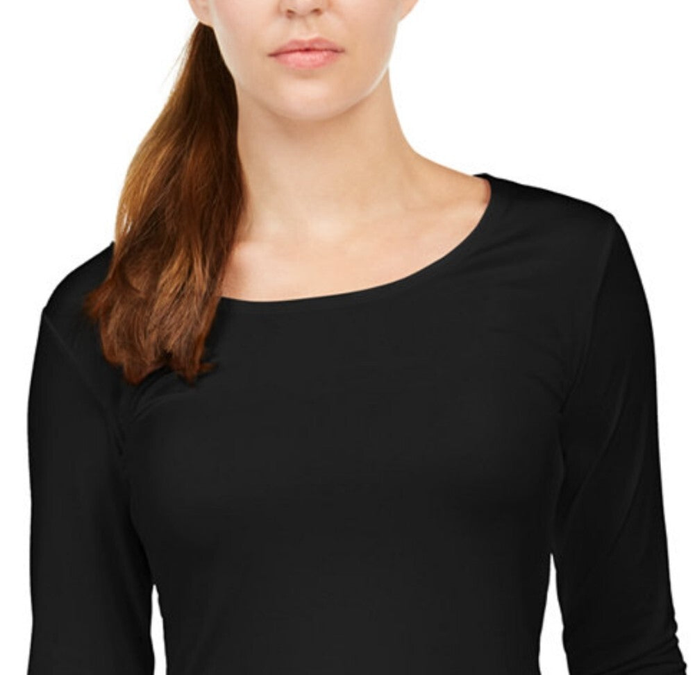32 Degrees Women's Cozy Heat Long Sleeve Scoop Neck Top Black Size Medium New 