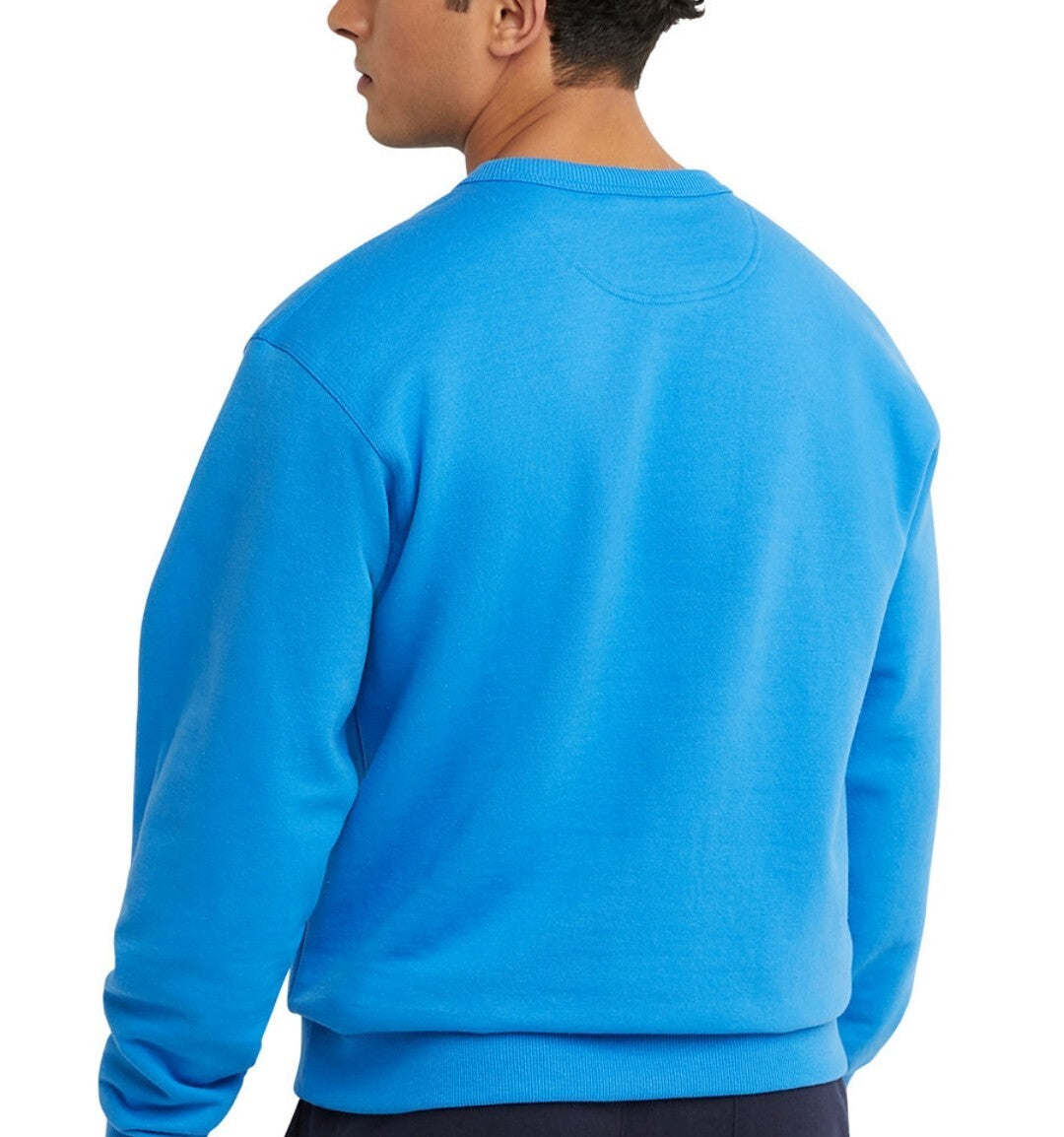 Champion Mens Powerblend Graphic Fleece Long Sleeve Pullover Sweater Large Blue