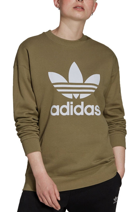 adidas Women's Cotton Logo Graphic Crew Sweatshirt Size XL Orbit Green NWT