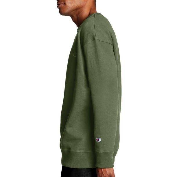 Champion Mens Powerblend Fleece C Logo Crewneck SweatshirtCargo Olive Small NWT
