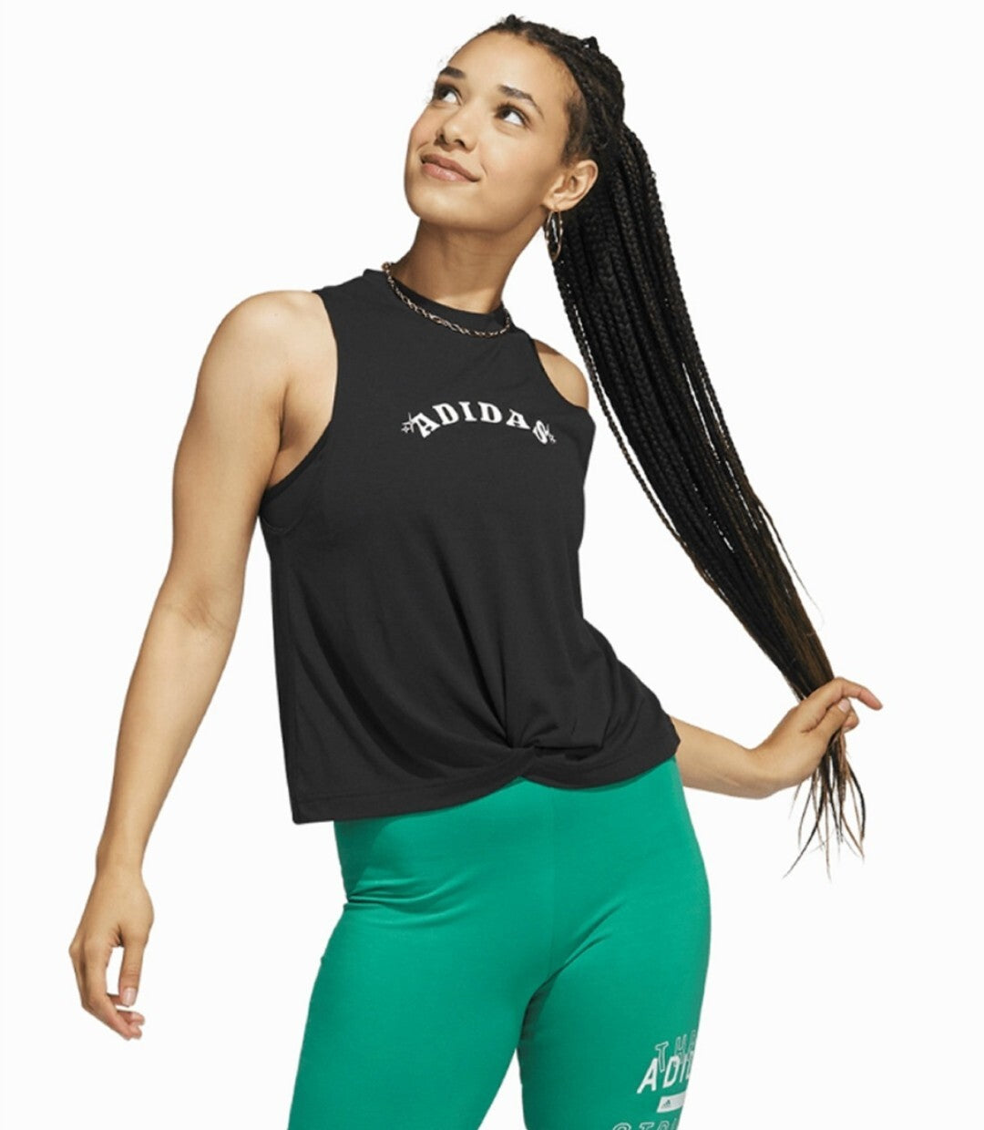 Adidas Women's Bloom Knotted Tank Top Color Black Size Large NWT