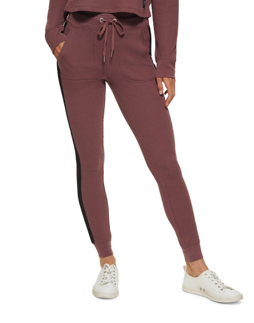 Calvin Klein Womens Logo-Tape Thermal High-Waisted Leggings Color Java Small NWT