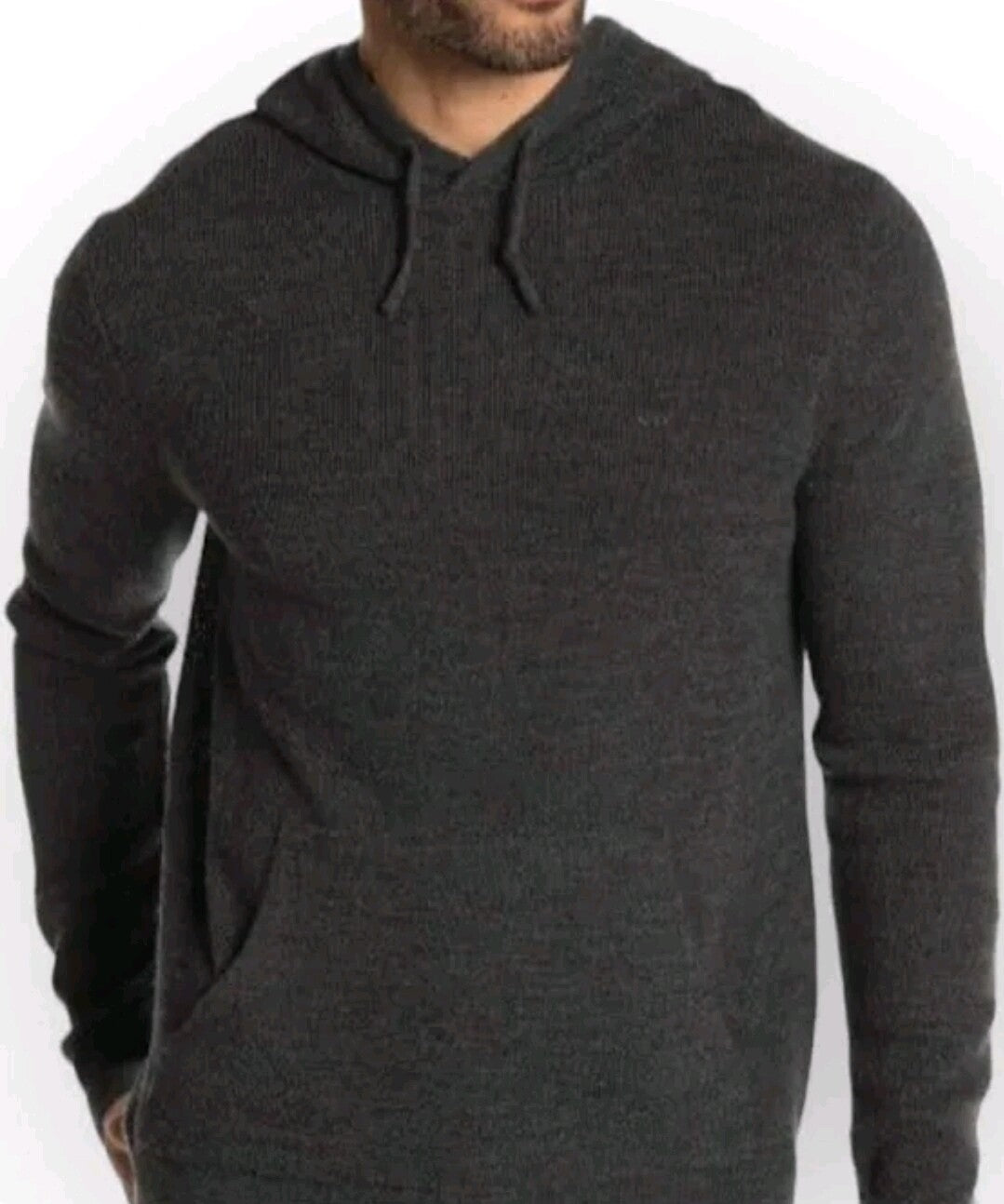 MICHAEL KORS Mens Waffle Knit Wool Blend Hooded Pullover Sweater Charcoal $178