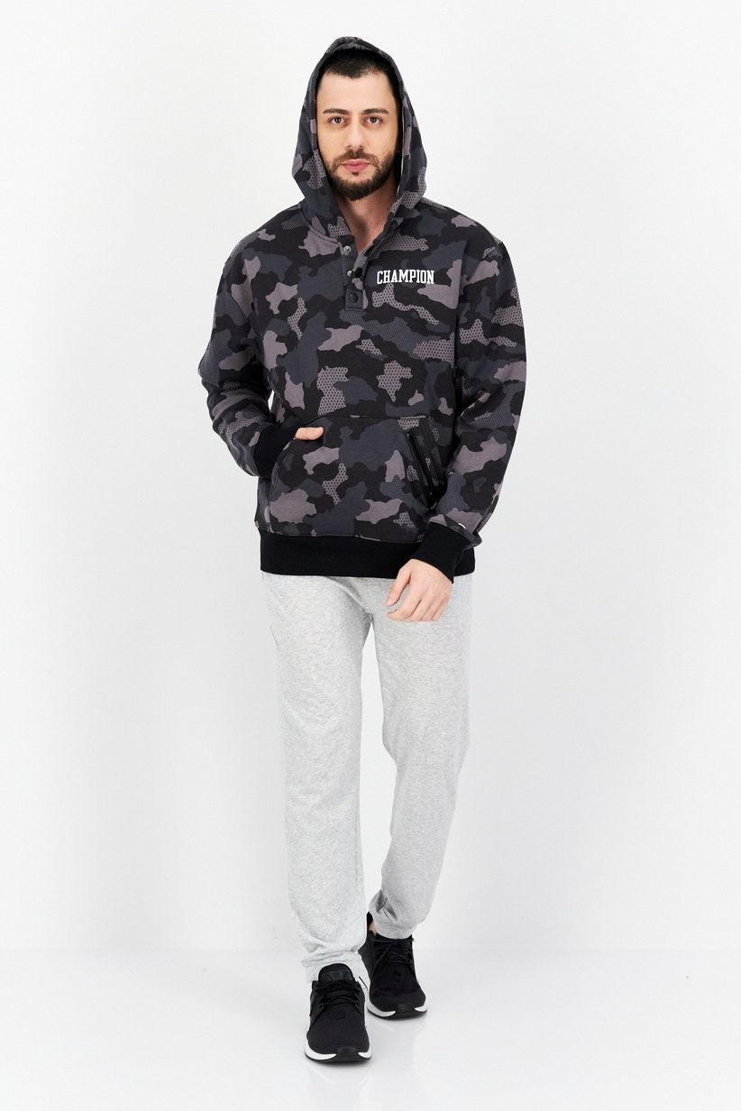 Champion Mens Urban Pursuits Standard Fit Camouflage Fleece Hoodie Mesh Gray NWT