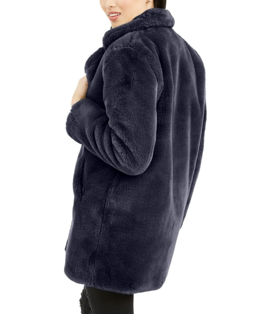 Apparis Women's Eloise Faux-Fur Notch Collared Teddy Coat, Size XL, Navy, NWT