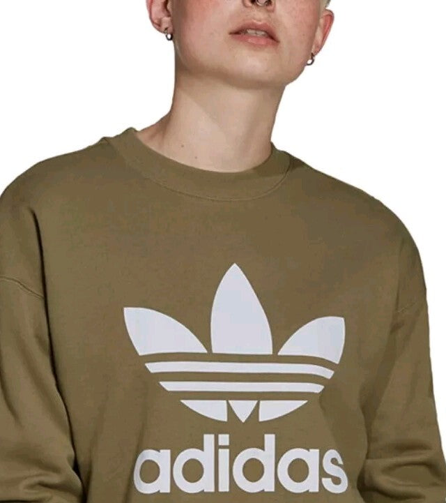 adidas Women's Cotton Logo Graphic Crew Sweatshirt Size XL Orbit Green NWT