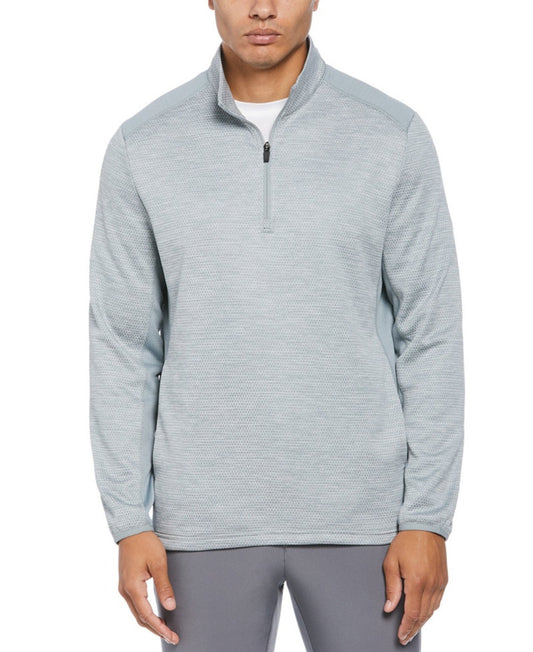 PGA TOUR Men Two Tone Space Dyed Quarter Zip Golf Pullover Top Heather Grey 