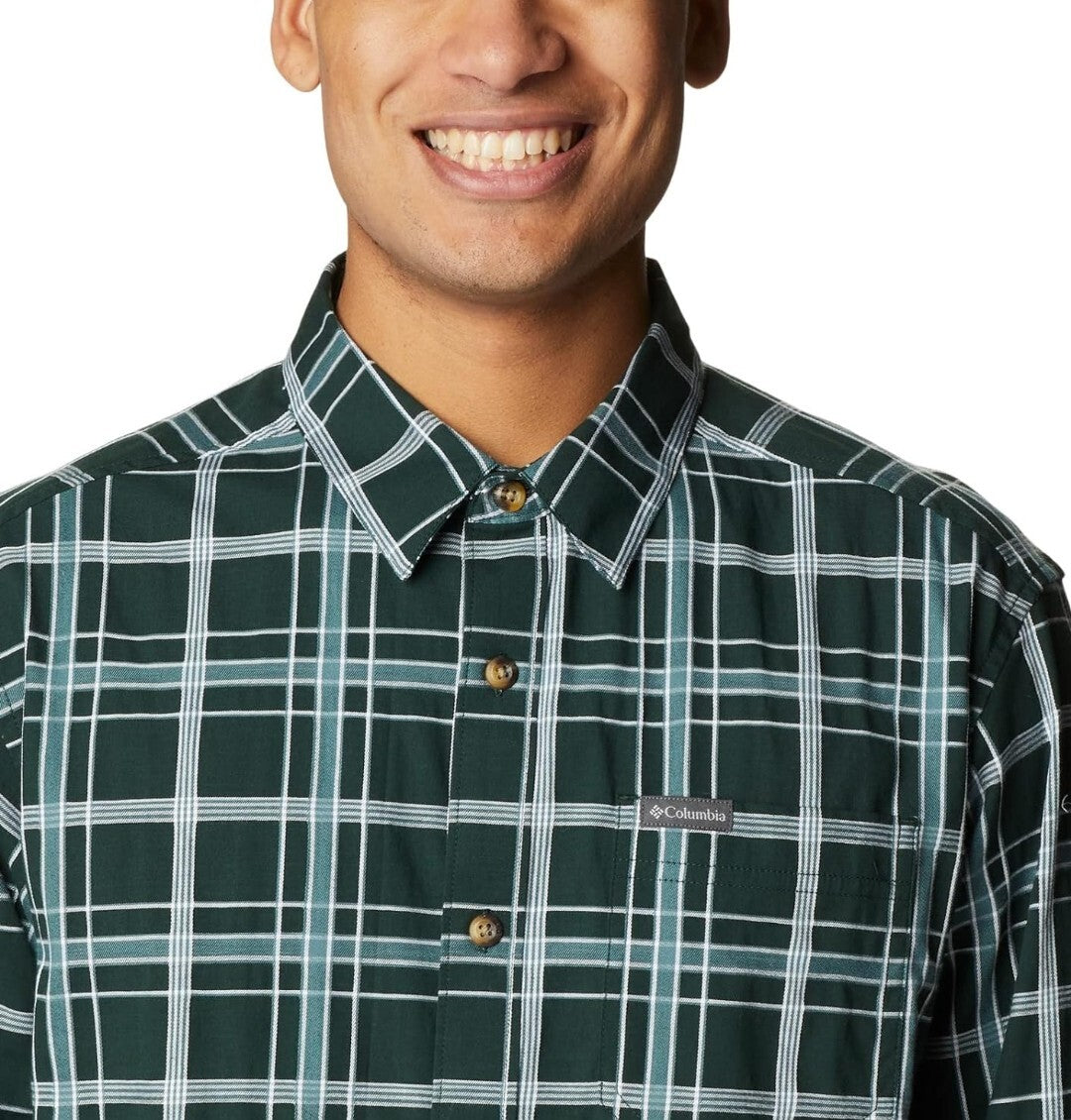 Columbia Men's Big & Tall Vapor Ridge III Plaid Button Down Shirt 2XT Green New