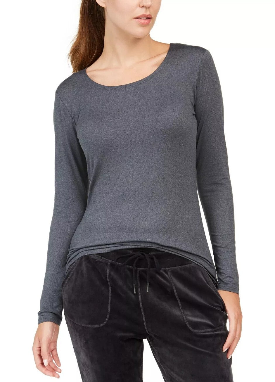 32 Degrees Women's Cozy Heat Long Sleeve Scoop Neck Top Charcoal Size XS New 