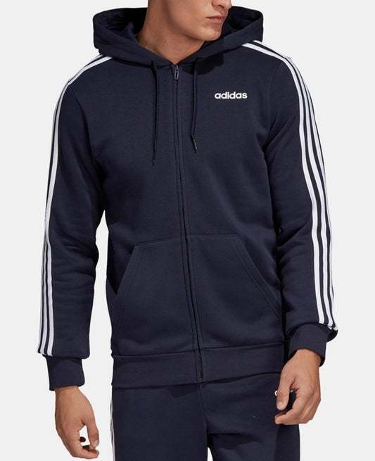 Adidas Men's Essentials 3 Stripes Fleece Full Zip Hoodie Small Legend Ink NWT