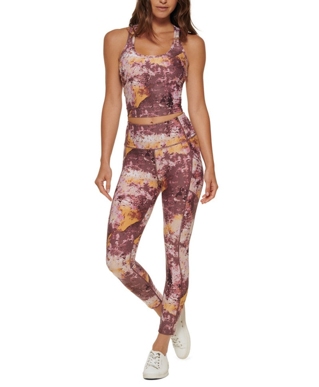 Calvin Klein Womens Printed High-waist Leggings, Newport Java Size Small NWT