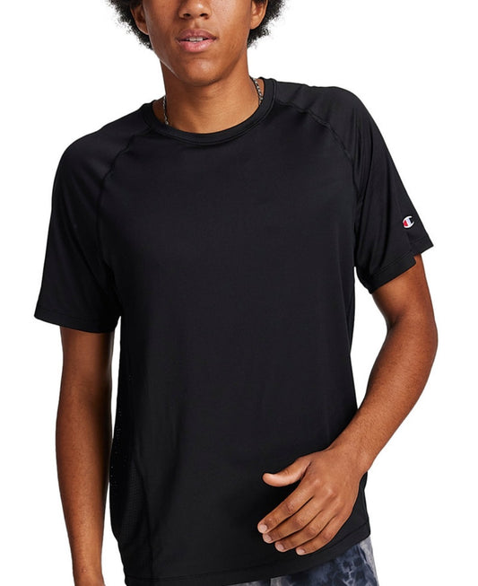 Champion Mens Short Sleeve Crew Neck Back Mesh Sport Tee Black T-Shirt NWT