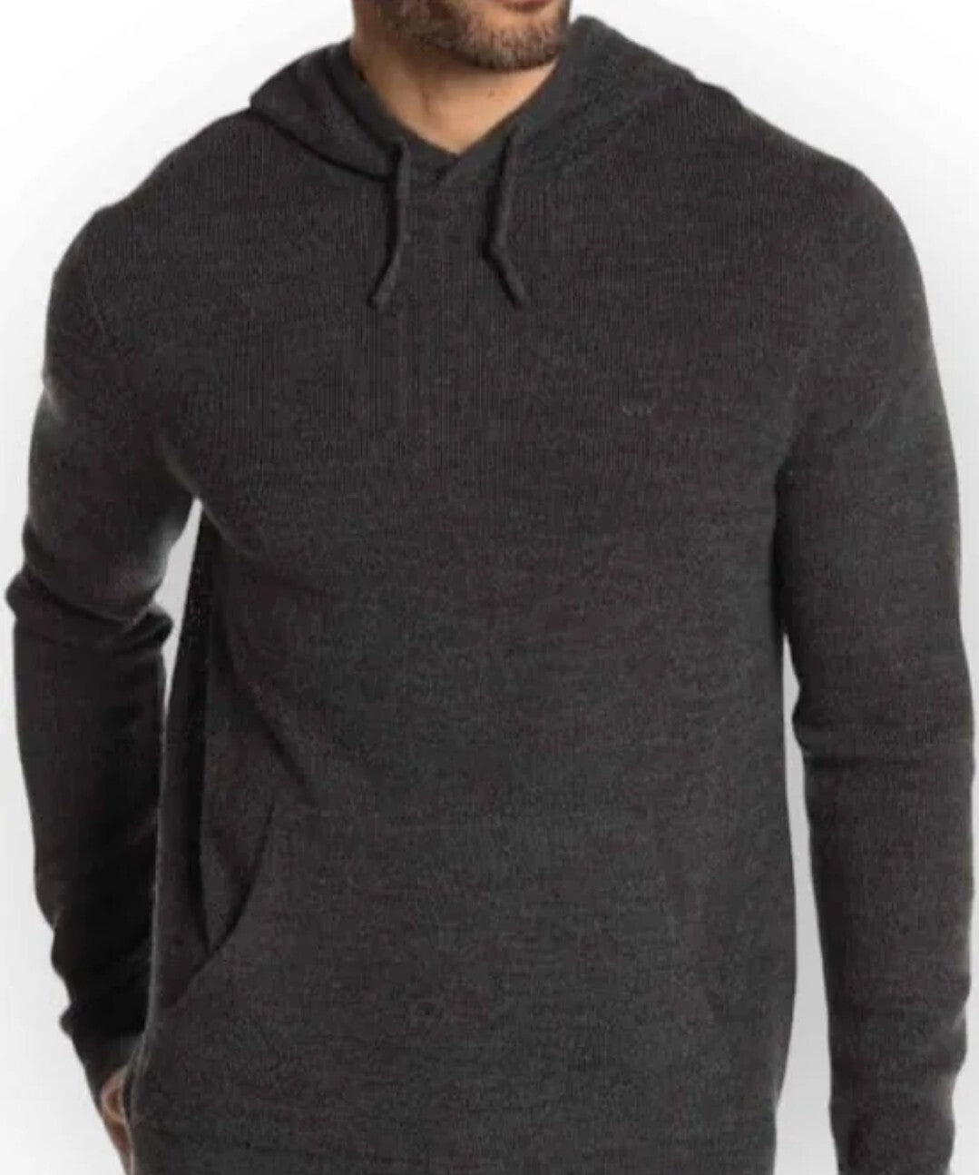 MICHAEL KORS Mens Waffle Knit Wool Blend Hooded Pullover Sweater Charcoal $178