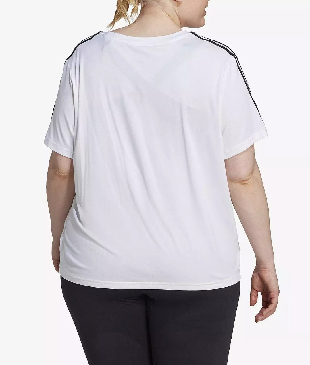 Adidas Women's Plus Size Aeroready Train Essentials 3-Stripes T-Shirt White NWT