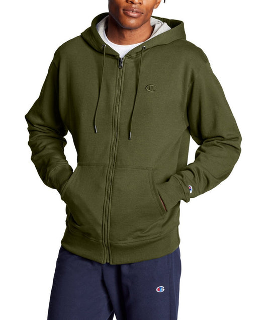 Champion® Mens Fleece Powerblend Fleece Zip-Up Hoodie CargoOlive Medium NWT
