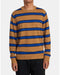 RVCA Mens Regular Fit Pullover Crewneck Sweater Alex StripeButterscotch Large 
