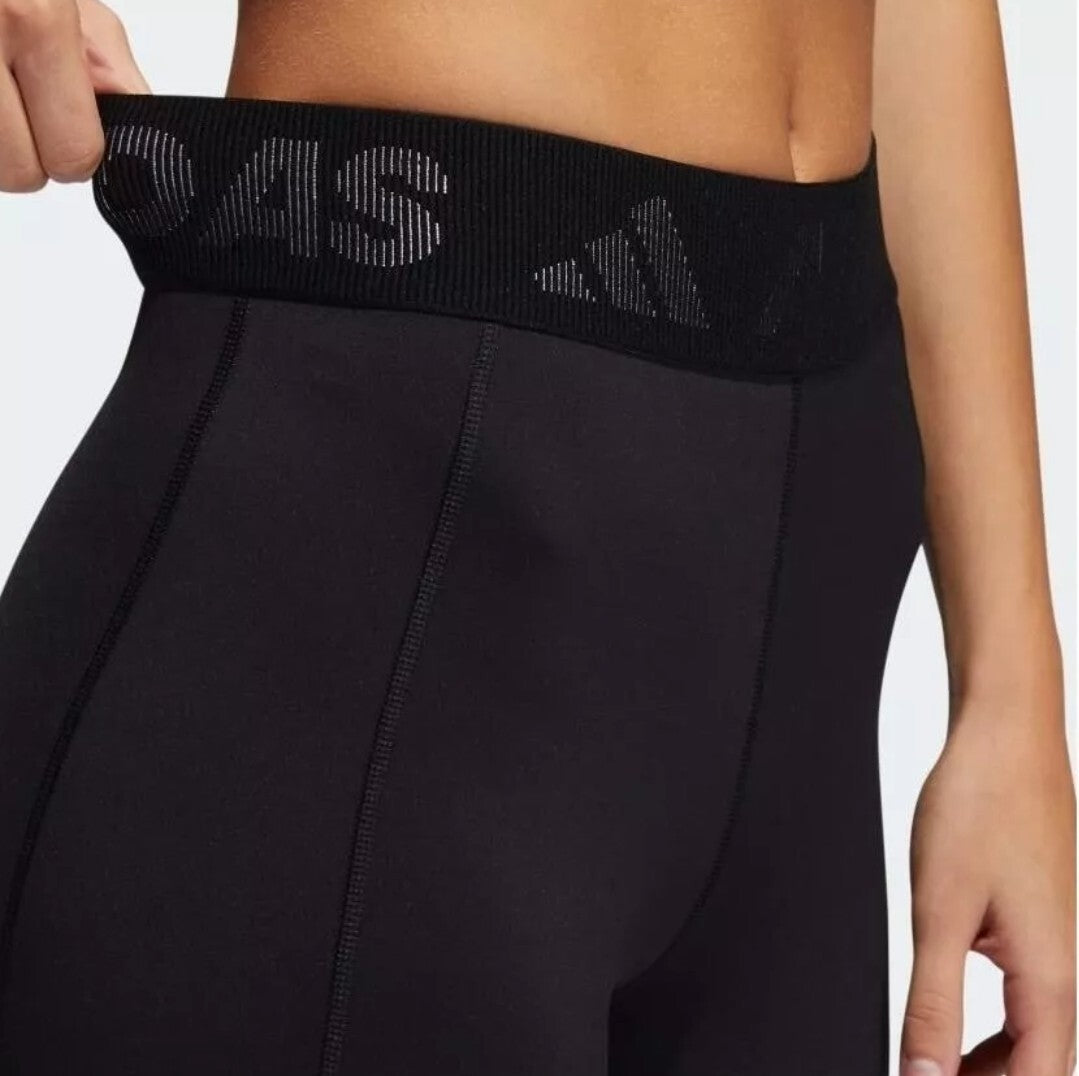 Adidas Womens Mid Rise 3/4 3 Bars Training Tights Color Black Size X-Small New