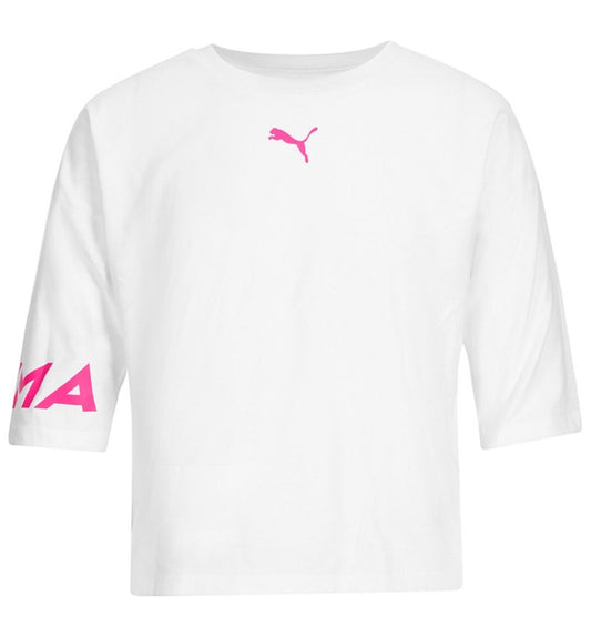 PUMA Big Kids' Girls' Essentials Logo Print Tee T-Shirt White Size XL New