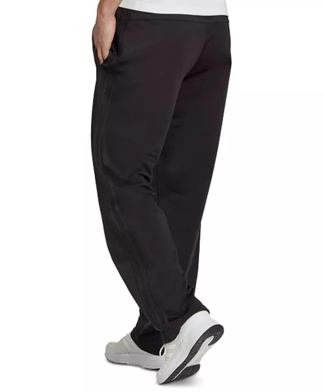 ADIDAS Mens Primegreen Essential Warm Up Open Hem 3 Stripe Track Pants Black NWT
