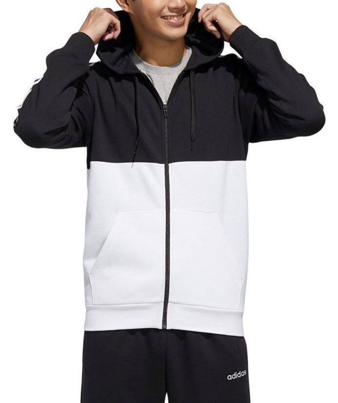 Adidas Mens Essentials 3 Stripe Sweat Shirt Jacket FM3449 black/White Small NWT