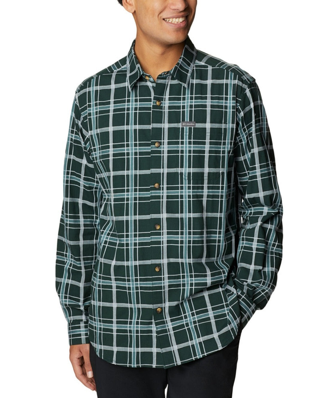 Columbia Men's Big & Tall Vapor Ridge III Plaid Button Down Shirt 2XT Green New