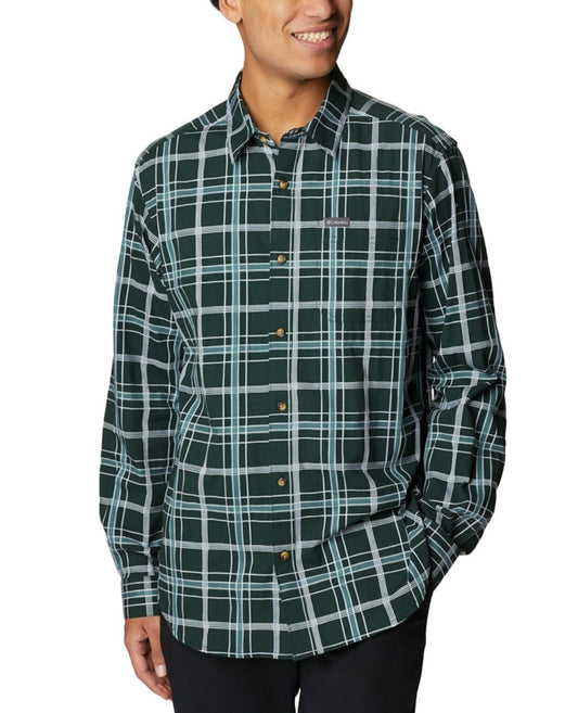 Columbia Men's Big & Tall Vapor Ridge III Plaid Button Down Shirt 2XT Green New