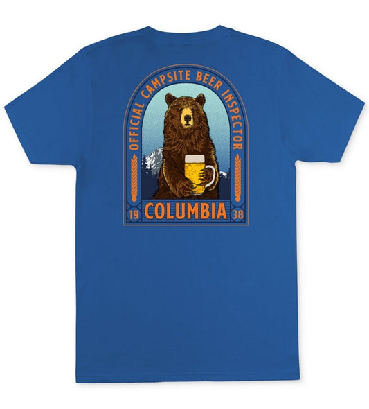 COLUMBIA Men's Classic Fit Bear Logo Graphic T Shirt Vivid Blue XXL NWT