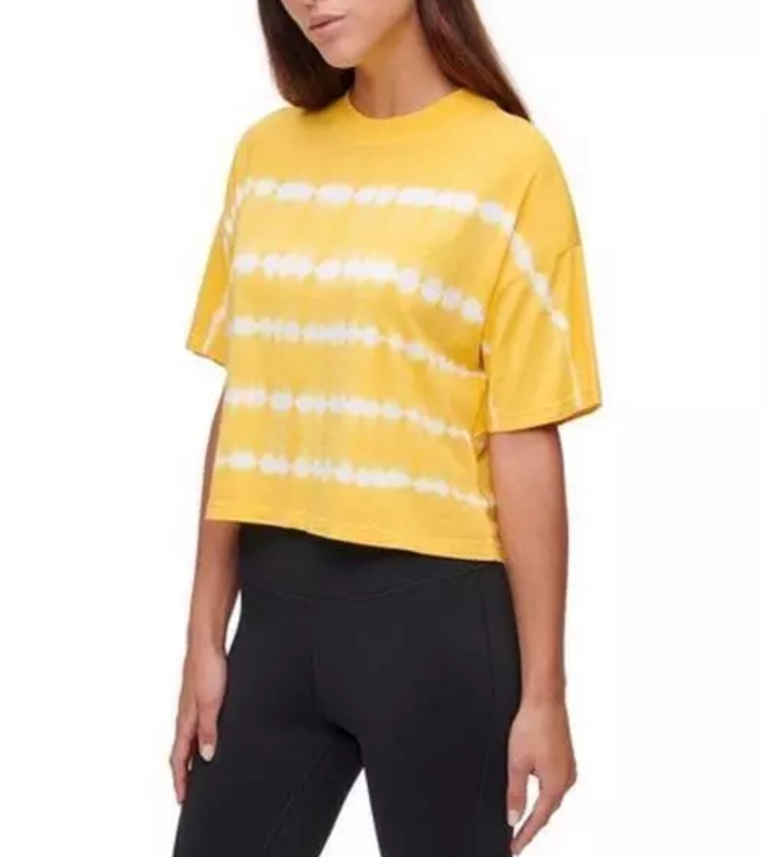 Calvin Klein Women's Top Performance Tie Dye Yellow Tee Size XL NWT
