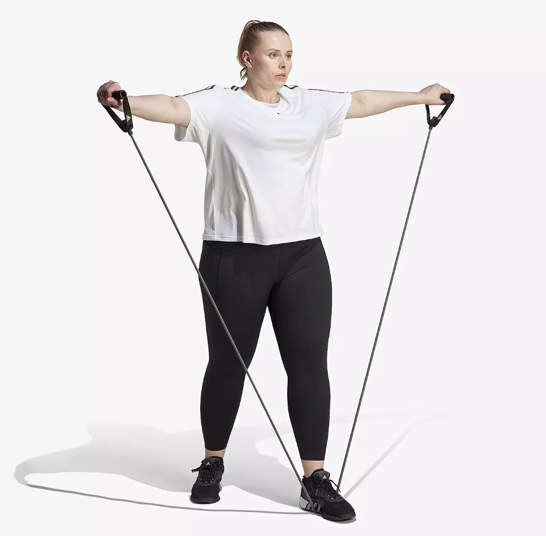 Adidas Women's Plus Size Aeroready Train Essentials 3-Stripes T-Shirt White NWT